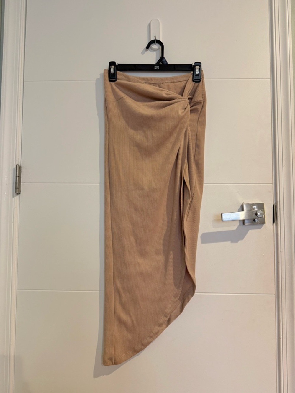 Cider Asymmetrical Wrap Maxi Skirt in Beige